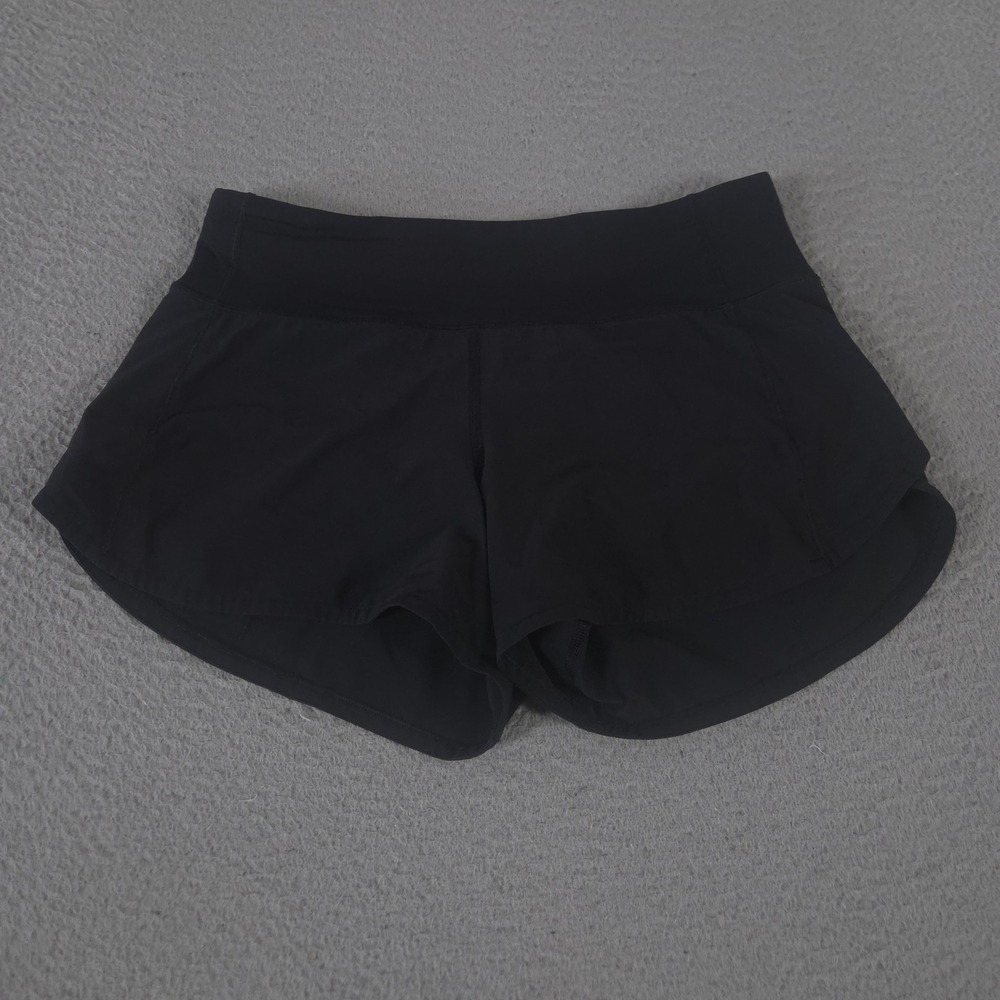 Lululemon Shorts Womens 6 Black Hotty Hot High-Rise Lined 4" Running Gym Workout